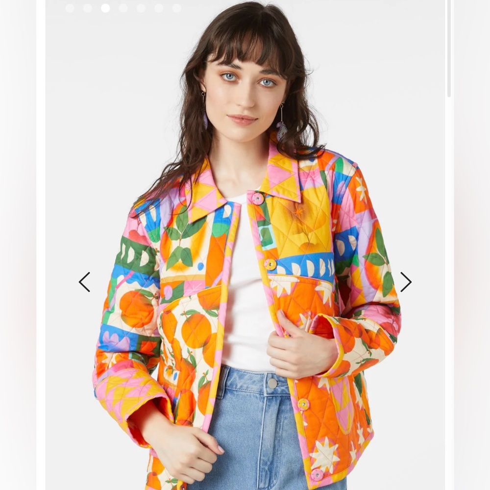 ISO NOT FOR SALE Gorman Artists Fruit Market Patchwork Quilted Reversible Jacket